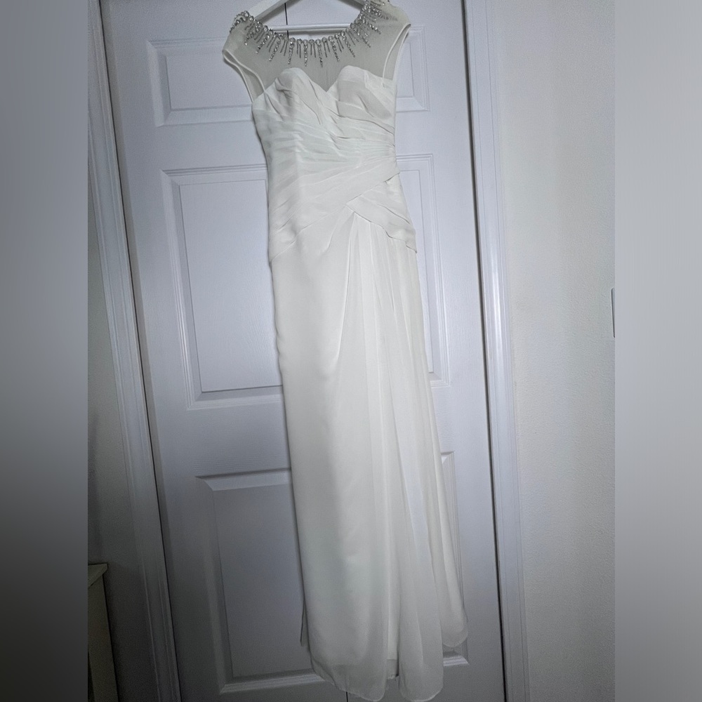 DB David Bridal chiffon a line dress with beaded neckline